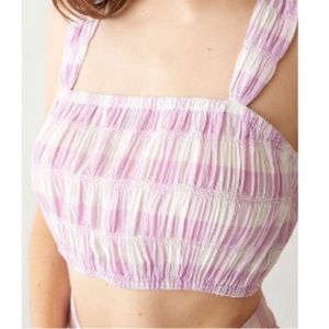 Kendall & Kylie Lilac And White Gingham Crop Top Size Small NWT